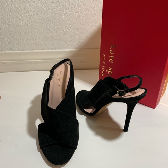 KATE SPADE Open Toe Suede Faloma Heels like new - Picture 2 of 8